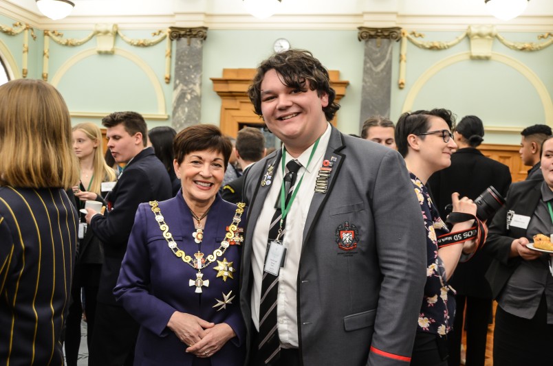 Image of Dame Patsy with Youth MP Samuel Taylor