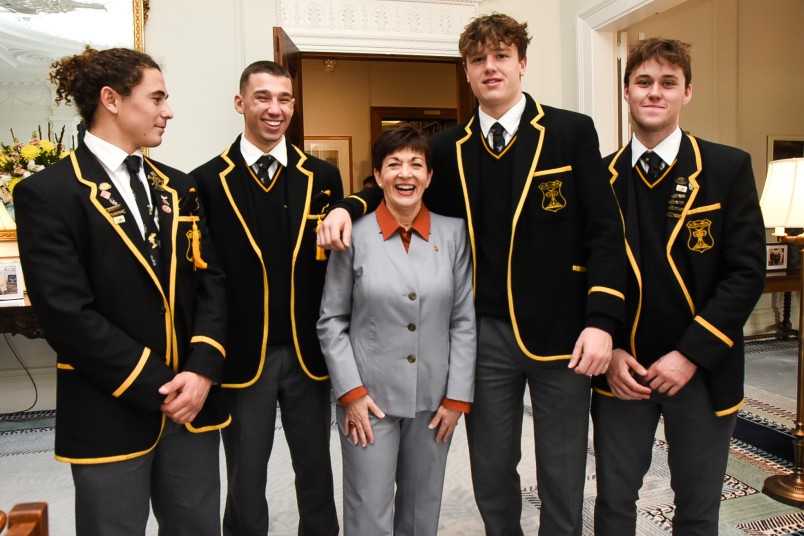 Dame Patsy with Wellington College students