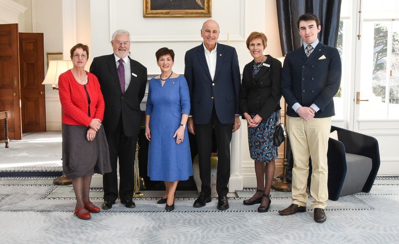 Dame Patsy and Sir David with members of the official party