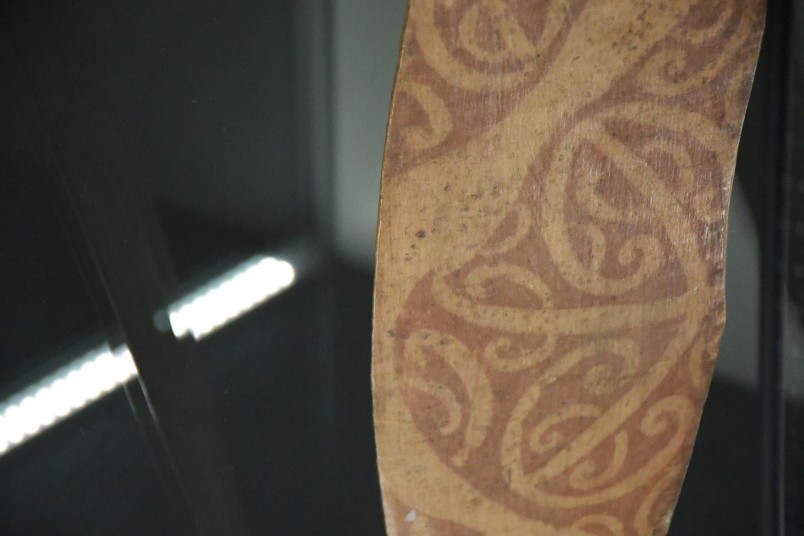 This ancient paddle still carries decoration applied with shark's liver and ochre