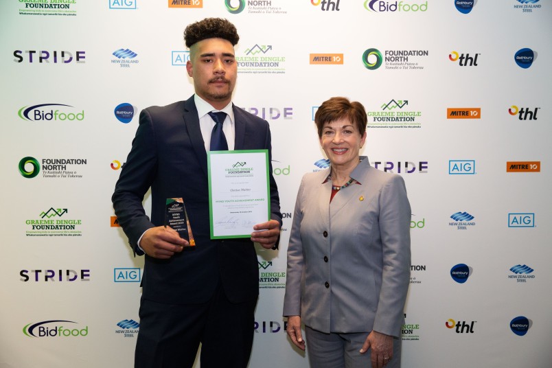Dame Patsy with Dontae Marino Winner of MYND Youth Achievement award