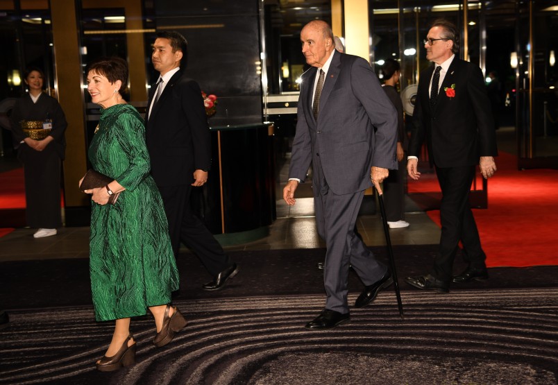 Arriving for the State Banquet hosted by the Prime Minister of Japan