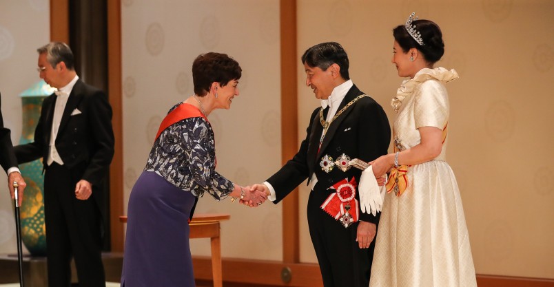 Dame Patsy meeting Emperor Naruhito and Empress Masako