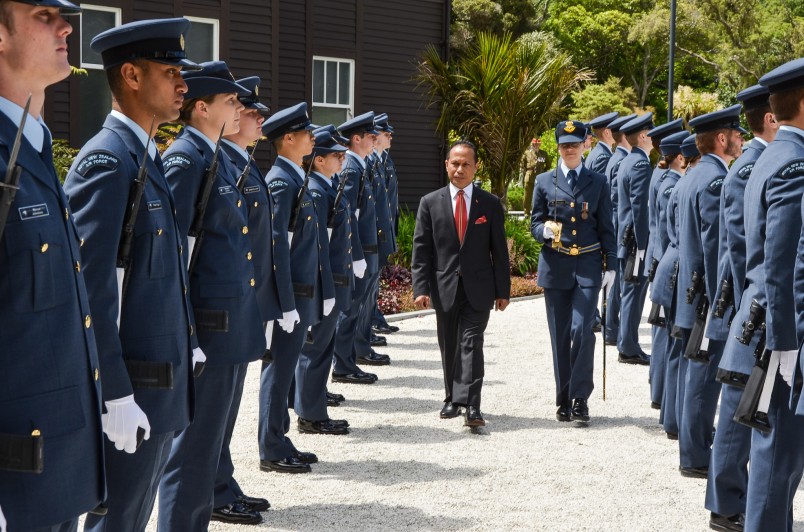 HE Mr Lisualdo Menezes Coimbra Gaspar inspecting the Guard of Honour