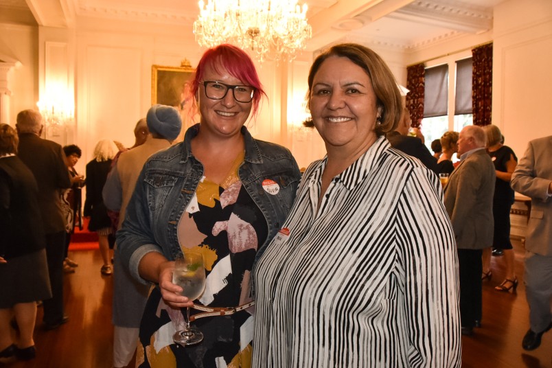 Two ladies attend the DCM 50th Birthday at Government House Wellington