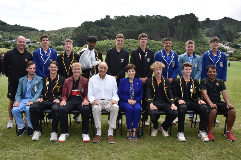 Governor-General's XI cricket team photo with Dame Patsy and Sir David