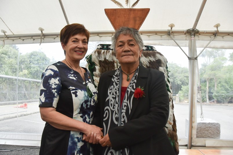 Image of Dame Patsy with Rose Bittle, who wove the korowai