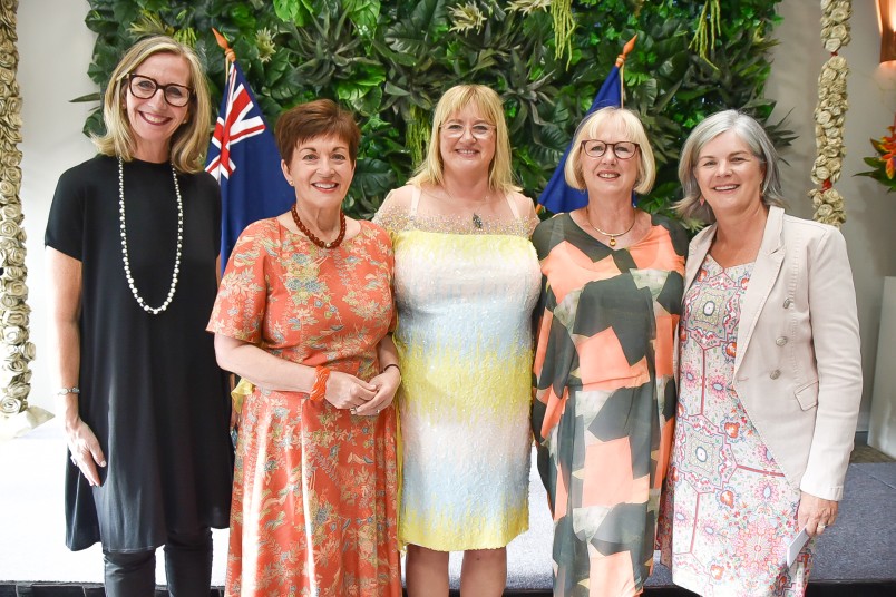 Image of Dame Patsy with Vicki Saunders, SheEO Founder; Theresa Gattung, New Zealand lead for SheEO, Chris Woodwiss of SheEO and Sue de Bievre, CEO of Beany