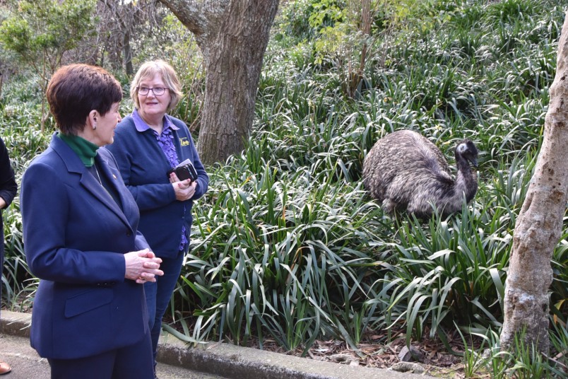 Dame Patsy Karen Fifield and an emu