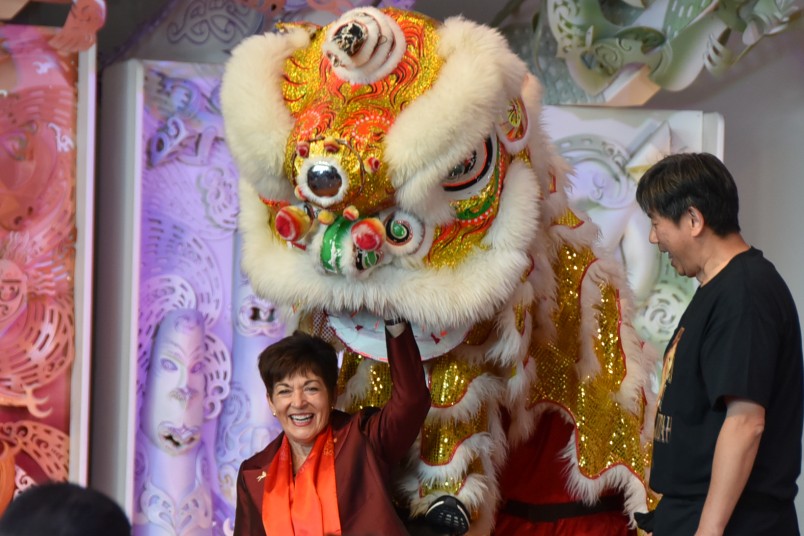 Dame Patsy Reddy and a Lion Dance
