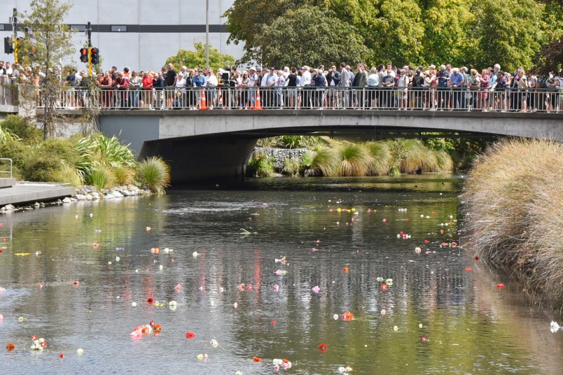 Cantabrians throw flowers in to the Avon