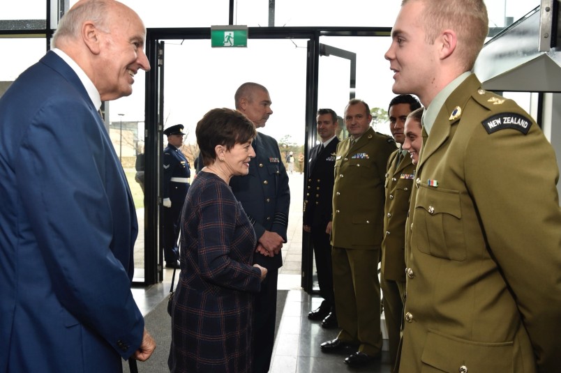 Image of Dame Patsy and Sir David meeting students at the Australian Defence College