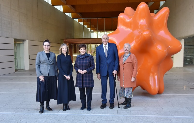 Image of Dame Patsy and Sir David with members of the National Portrait Galllery executive team - Sandra Bruce, Collections and Exhibitions; Karen Quinlan, Director and Liz Nield, External Relations