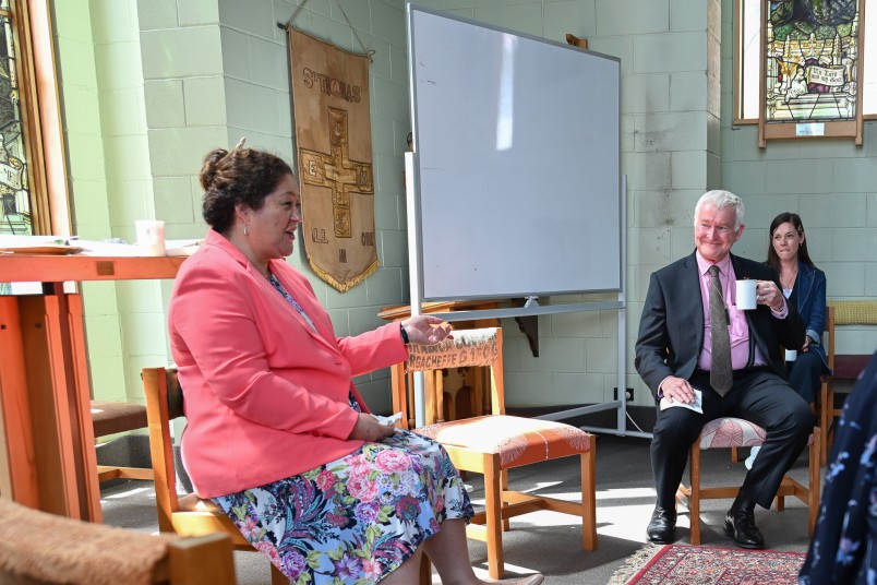 Dame Cindy and Dr Davies in the Wellington City Mission Chapel