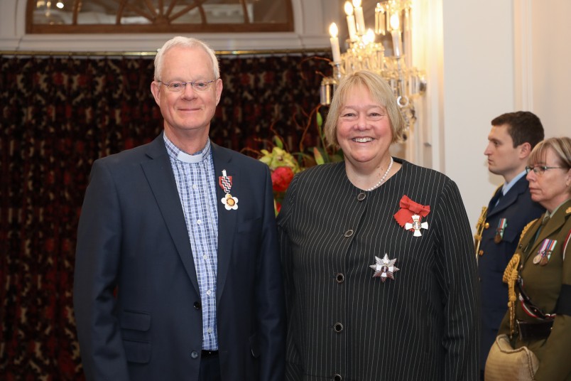 Dame Susan Glazebrook and Reverend Jon Hartley, of Wellington, QSO for services to governance and the community 