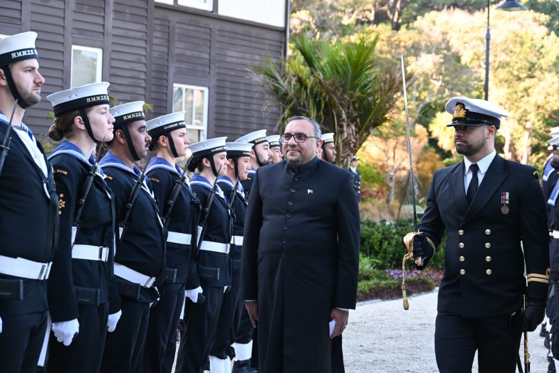 HE Dr Faisal Aziz Ahmed inspecting the Guard of Honour