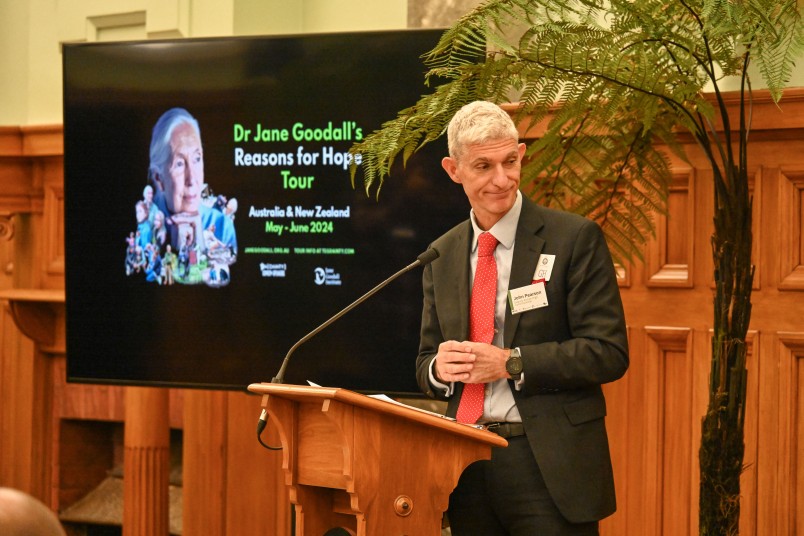 Deputy British High Commissioner to New Zealand Mr John Pearson gives a vote of thanks to Jane