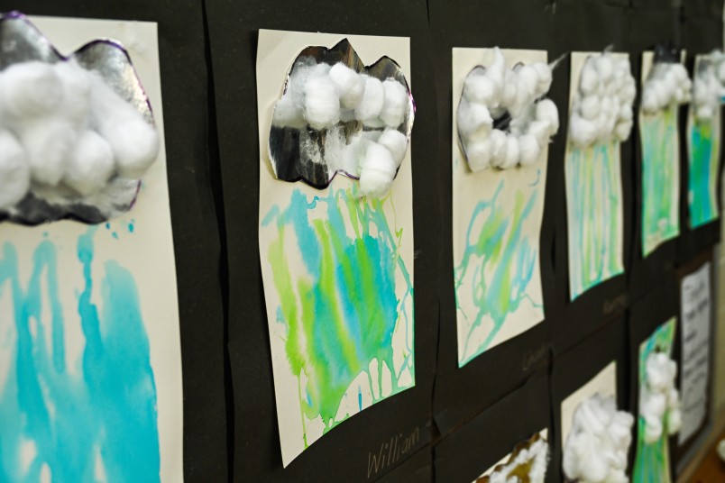 Some of the students' weather-inspired art