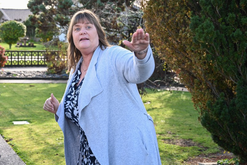 Ms Dee Dryer, a case coordinator at the Gisborne District Council, explains the damage to the street