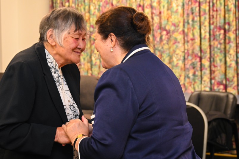 Dame Cindy meeting Mrs Kaiwai
