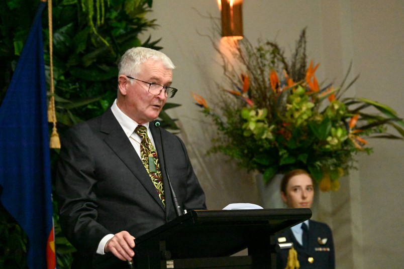 Dr Davies speaks to guests