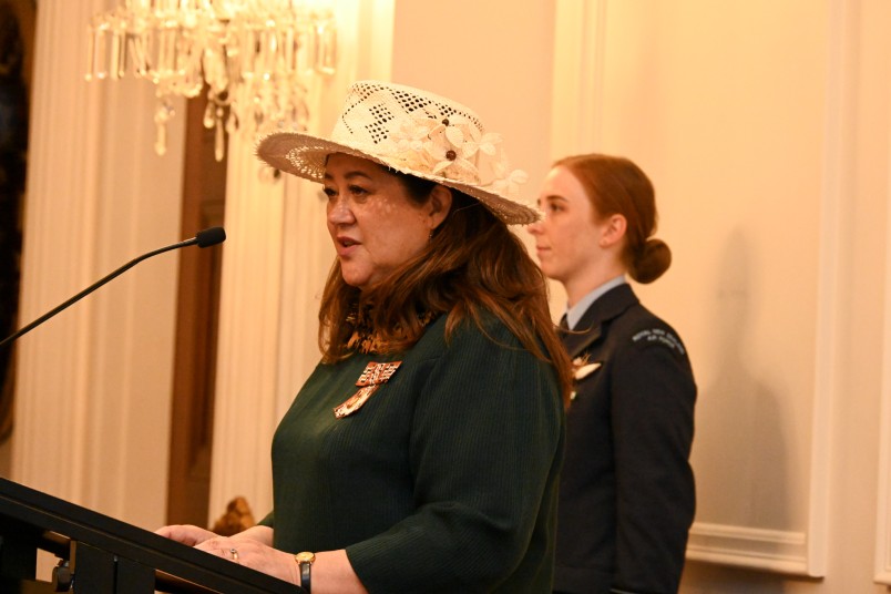 Dame Cindy gives a speech