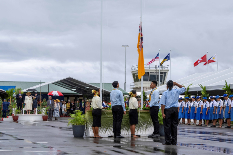Attending the flag raising ceremony