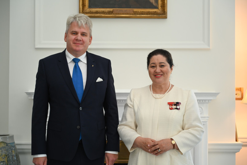 Dame Cindy and His Excellency Mr Jaan Reinhold, Ambassador of the Republic of Estonia