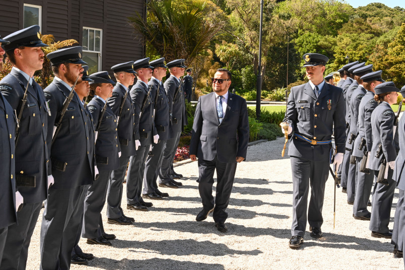 His Excellency Mr Ernesto Antonio Duenas Azucena, Ambassador of the Republic of El Salvador, inspects the Guard of Honour