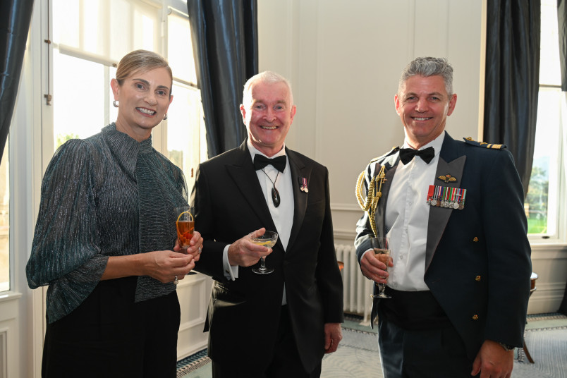 Mrs Donna Webb, HE Dr Richard Davies and Air Vice-Marshall Darryn Webb