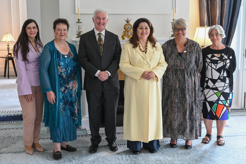 Dame Cindy and Dr Davies with the official party