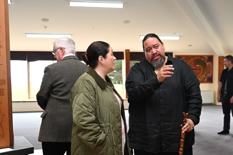 Dame Cindy with Ricki Hapi, Hokotehi Trust, at Kopinga Marae