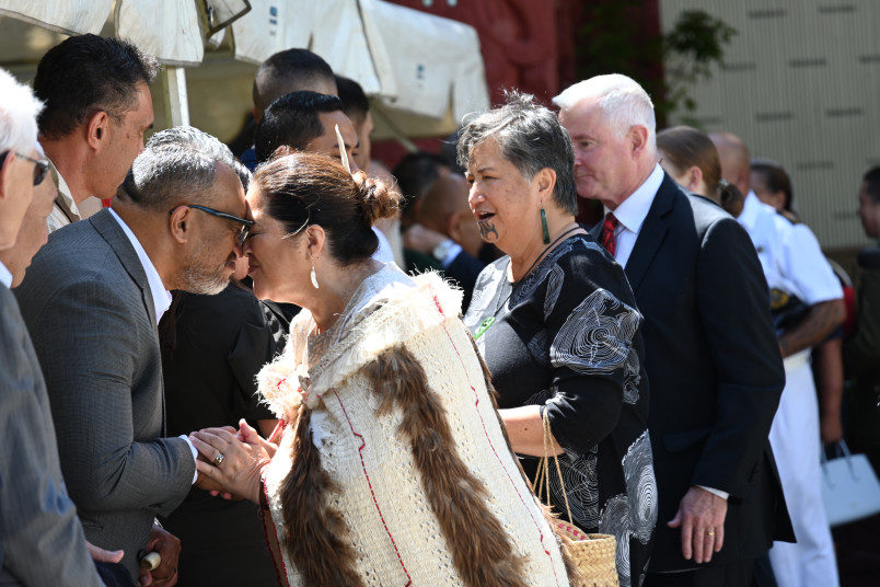 Dame Cindy greeting tangata whenua at Waitangi