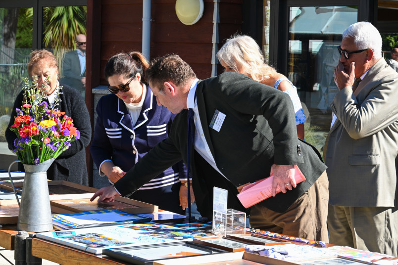Dame Cindy with Darrel Hall, General Manager, learning about the history of the Centre