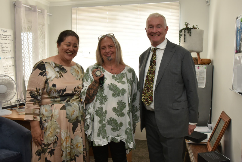Dame Cindy and Dr Davies with Vanessa Kite, founder of Rakau Ora