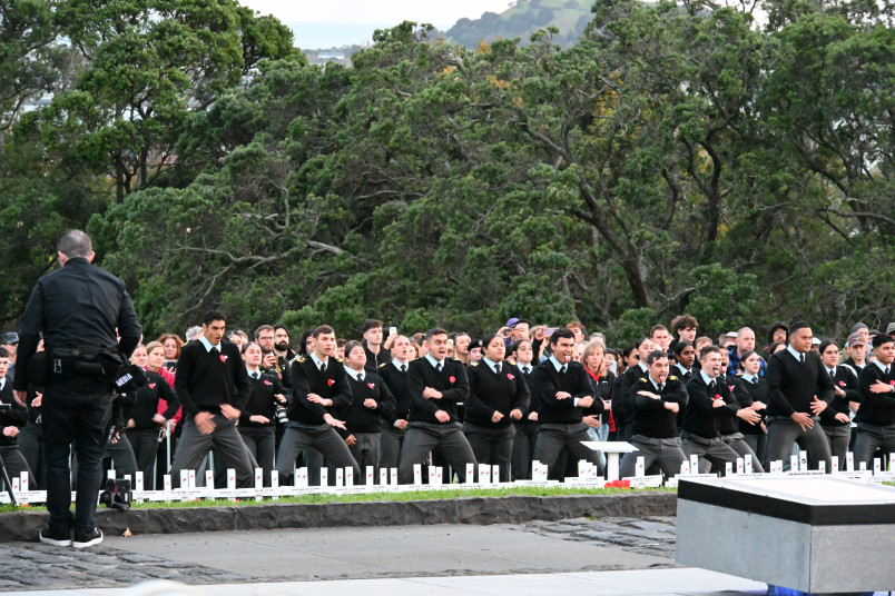 Vanguard Military School perform a haka tautoko 