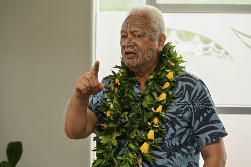 Kaumātua Joe Harawira speaking at the welcome