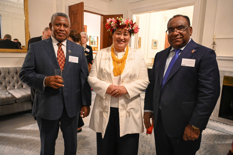 Dame Cindy with HE Ishmael Auvi, Solomon Islands High Commissioner, and HE Sarkias Tameo, Papua New Guinea High Commissioner