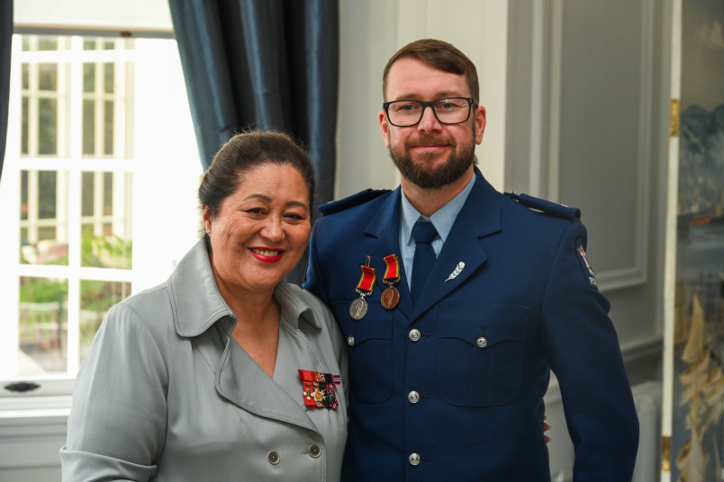 Dame Cindy with Constable Ryan Gordon
