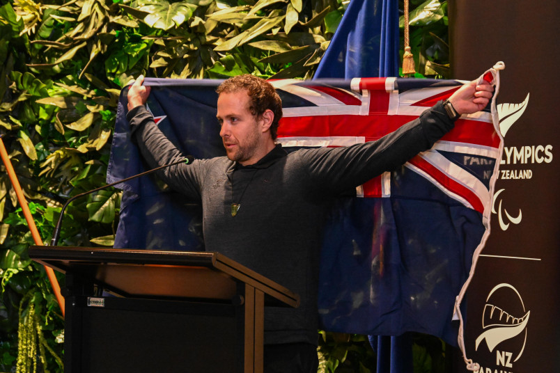 Paralympian #158 Adam Hall following his selection as the team flagbearer