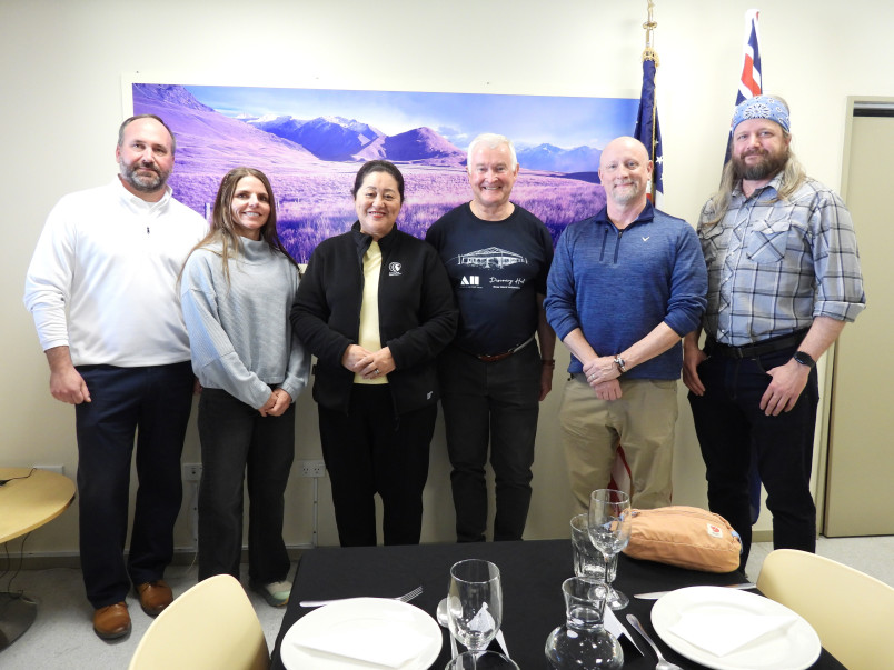 Dame Cindy and Dr Davies with staff from McMurdo Station.