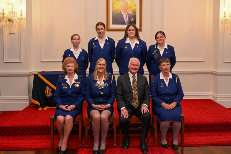 Members of the Girls' Brigade with Dr Davies