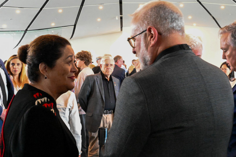 Dame Cindy speaks with attendees 