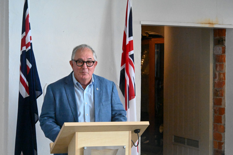 Eric Mahoney delivers an address