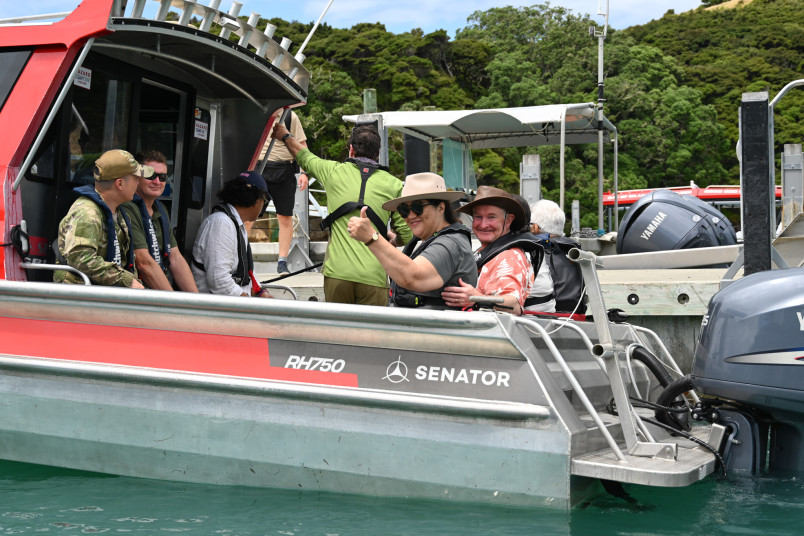 Their Excellencies arriving on Urupukapuka Island