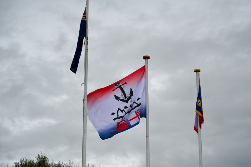 The flag of the Arctic Convoy Club flies for the first time over the College