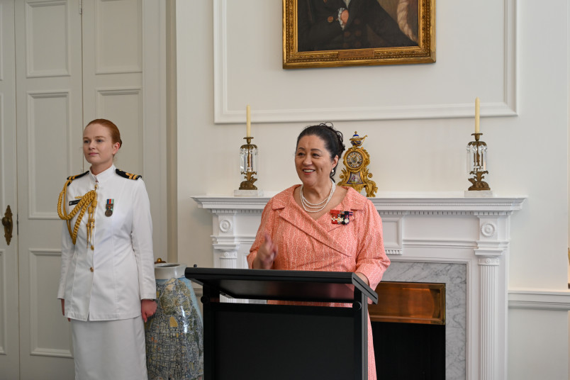 Dame Cindy speaks at the 50th reunion of the Sir Denis Blundell Police Cadet Wing