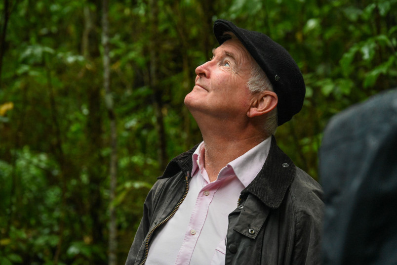 Dr Davies looking out for avian activity in the Brook Waimārama Sanctuary