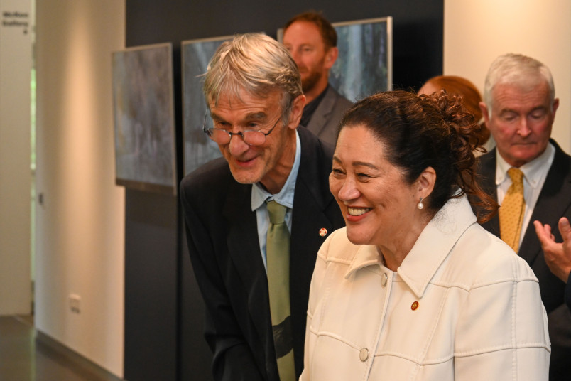 Dame Cindy on a guided tour of the Suter Gallery with Craig Potton