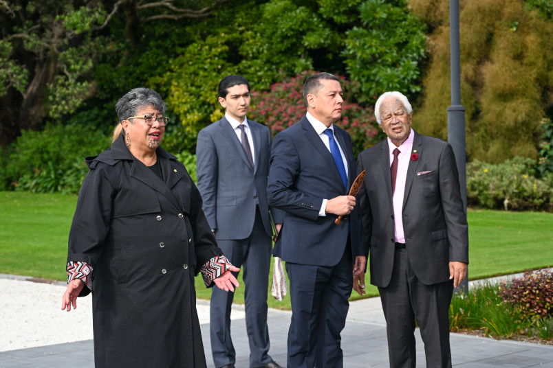 HE Mr Alisher Kayumov, Ambassador of the Republic of Uzbekistan receives a mihi whakatau